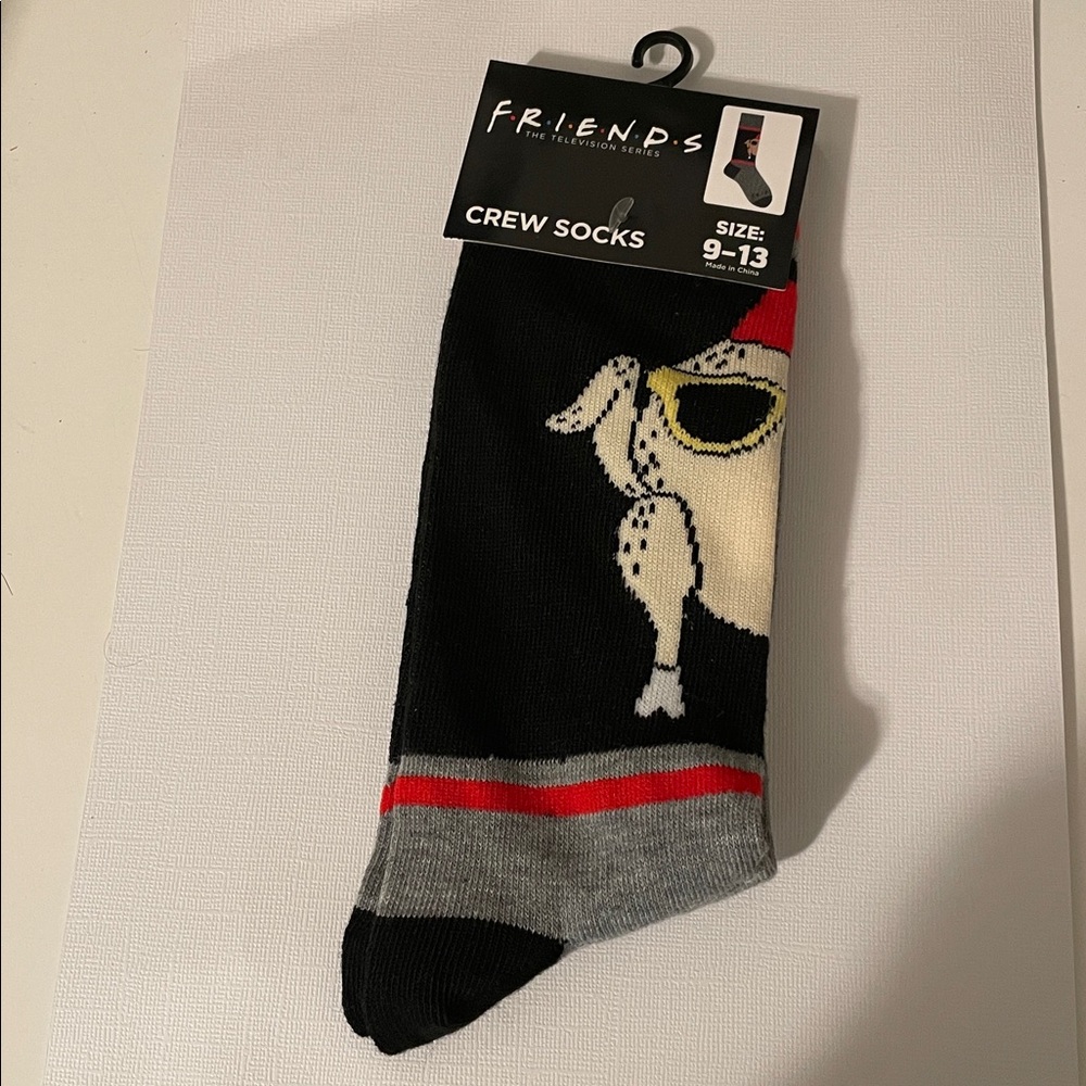 FRIENDS Black and Gray Crew Socks with Turkey Design